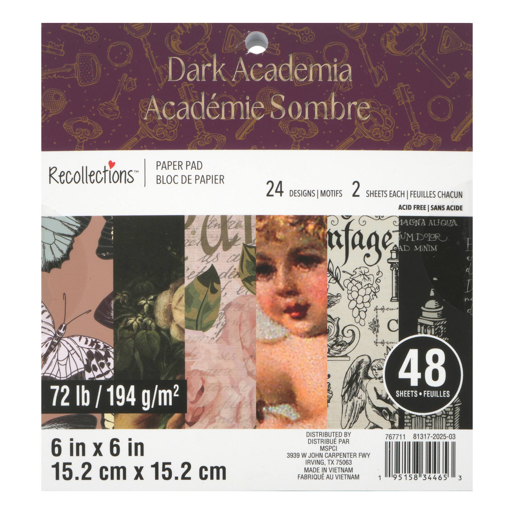 6" x 6" Dark Academia Paper Pad by Recollections™, 48 Sheets